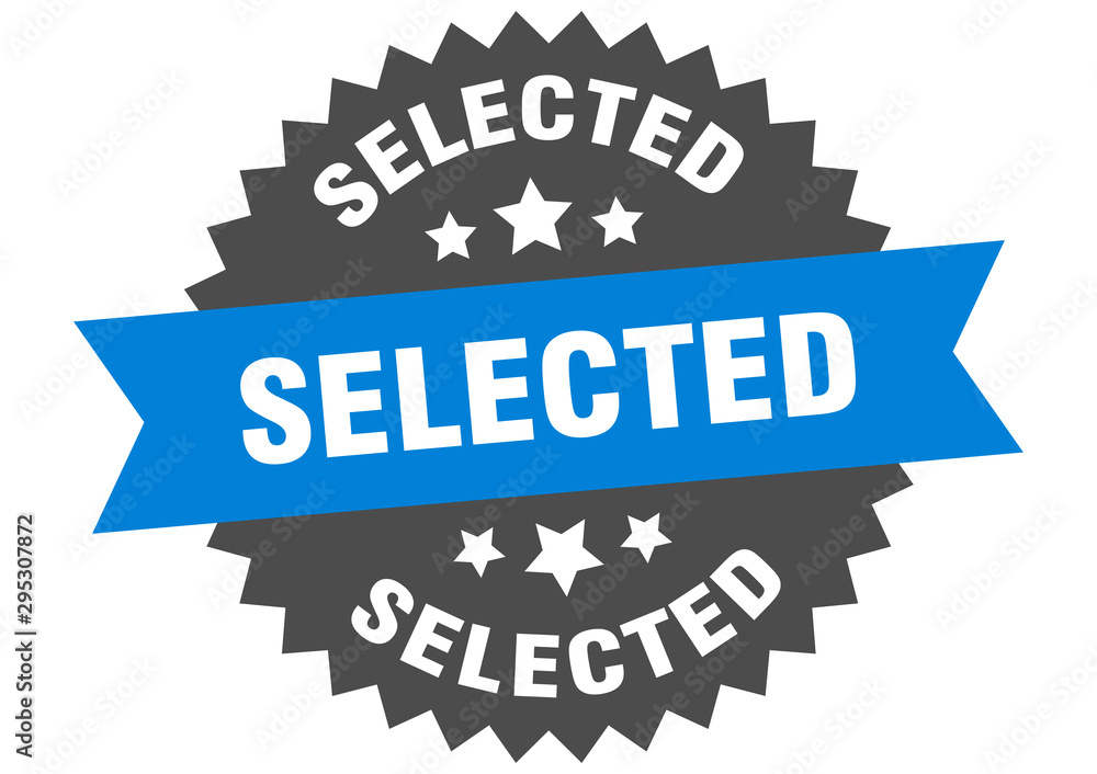 selected sign. selected blue-black circular band label selected sign. selected blue-black circular band label