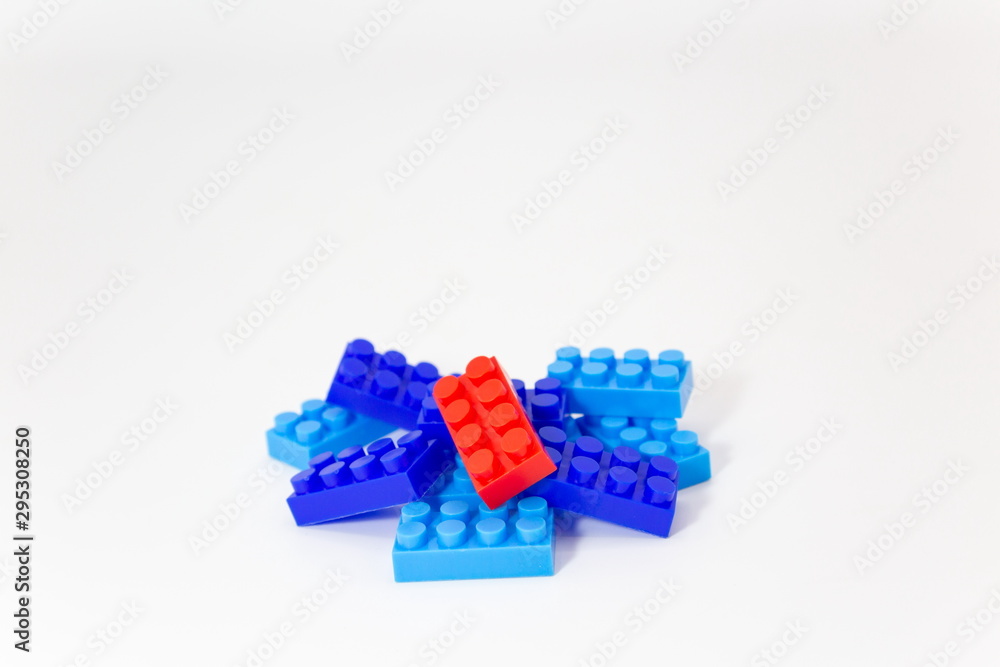 red brick block leader outstanding out of all , performance prominent business concept . plastic toy for children . red brick block leader outstanding out of all , performance prominent business concept . plastic toy for children .