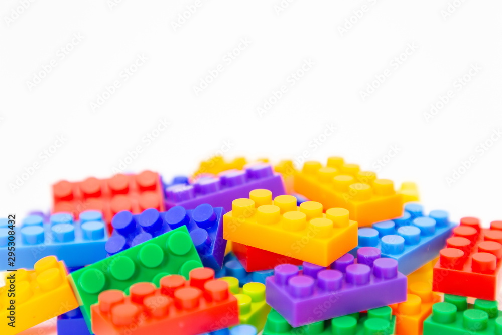 brick blocks toy mini figures colorful on white background . plastic fun collection for child . brick blocks toy mini figures colorful on white background . plastic fun collection for child .