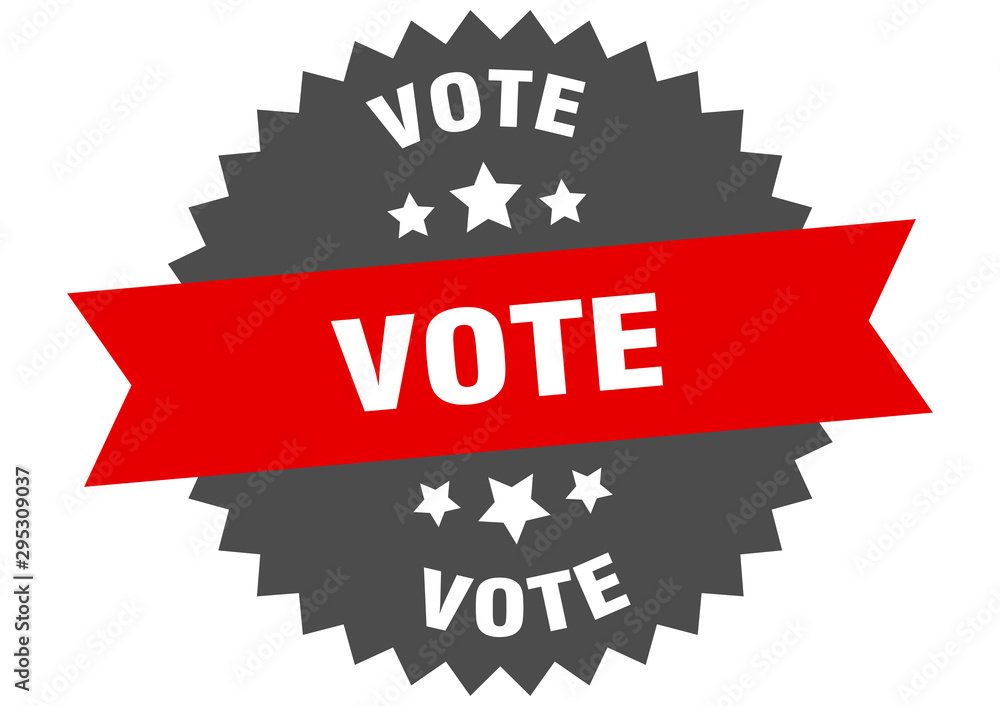 vote sign. vote red-black circular band label vote sign. vote red-black circular band label