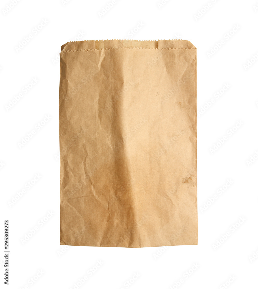recycle brown paper bag isolated on white background