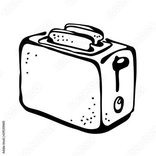 Toaster vector illustration, hand drawn, isolated on white background