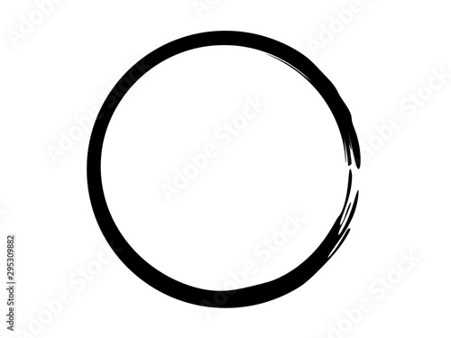 Grunge circle made of black paint.Oval grunge frame made of black ink.