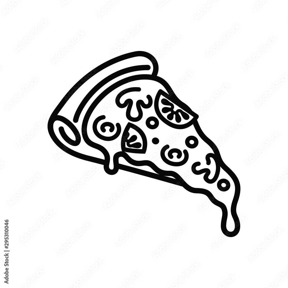 Pizza slice line icon. Pizzeria, Italian food, snack. Restaurant concept. Vector illustration Pizza slice line icon. Pizzeria, Italian food, snack. Restaurant concept. Vector illustration
