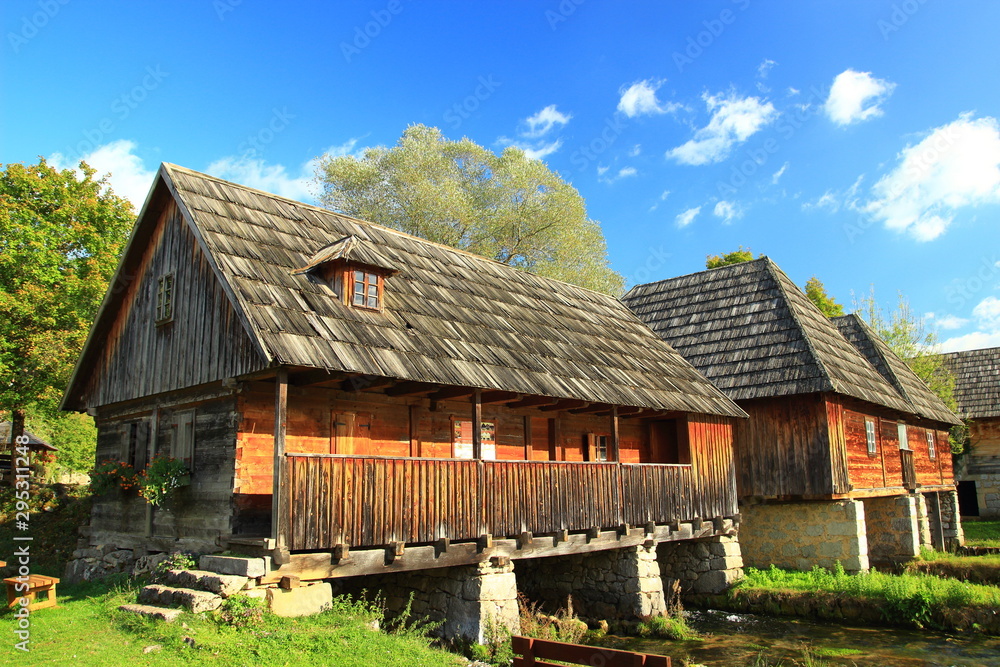 Wooden water mills on source of Gacka river in Lika region, Croatia Wooden water mills on source of Gacka river in Lika region, Croatia