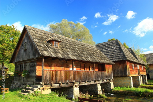 Wooden water mills on source of Gacka river in Lika region, Croatia