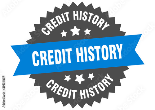 credit history sign. credit history blue-black circular band label