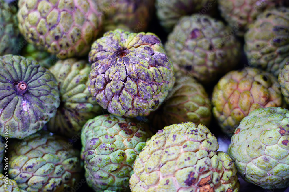 Obraz premium Annona fruit in bulk at a market in Singapore