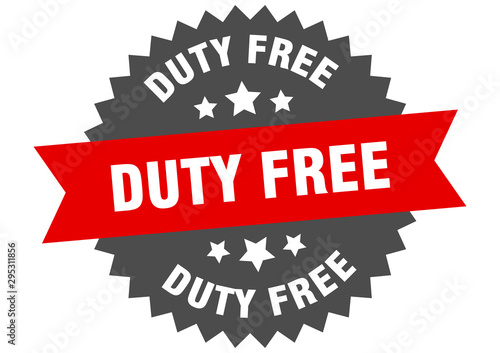 duty free sign. duty free red-black circular band label