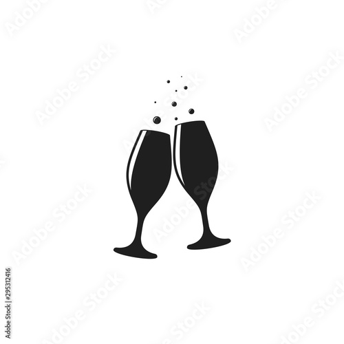Two sparkling glasses of champagne. Merry Christmas and Happy New Year. Cheers