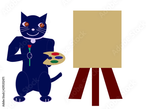 絵を描こうとしている猫