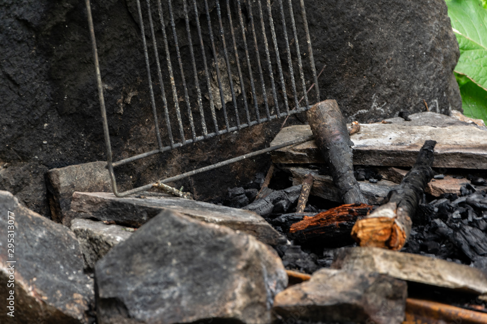 Campfire place in the woods, natural fireplace Campfire place in the woods, natural fireplace