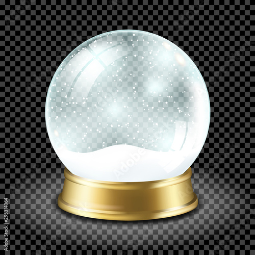 Realistic transparent snow globe, isolated.