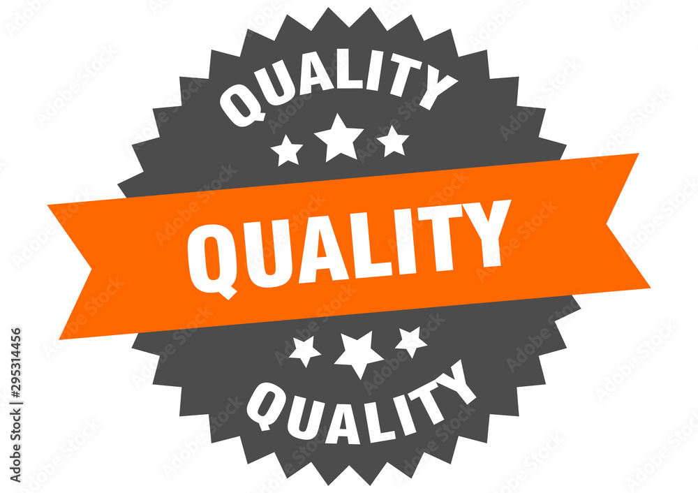 quality sign. quality orange-black circular band label - obrazy, fototapety, plakaty 