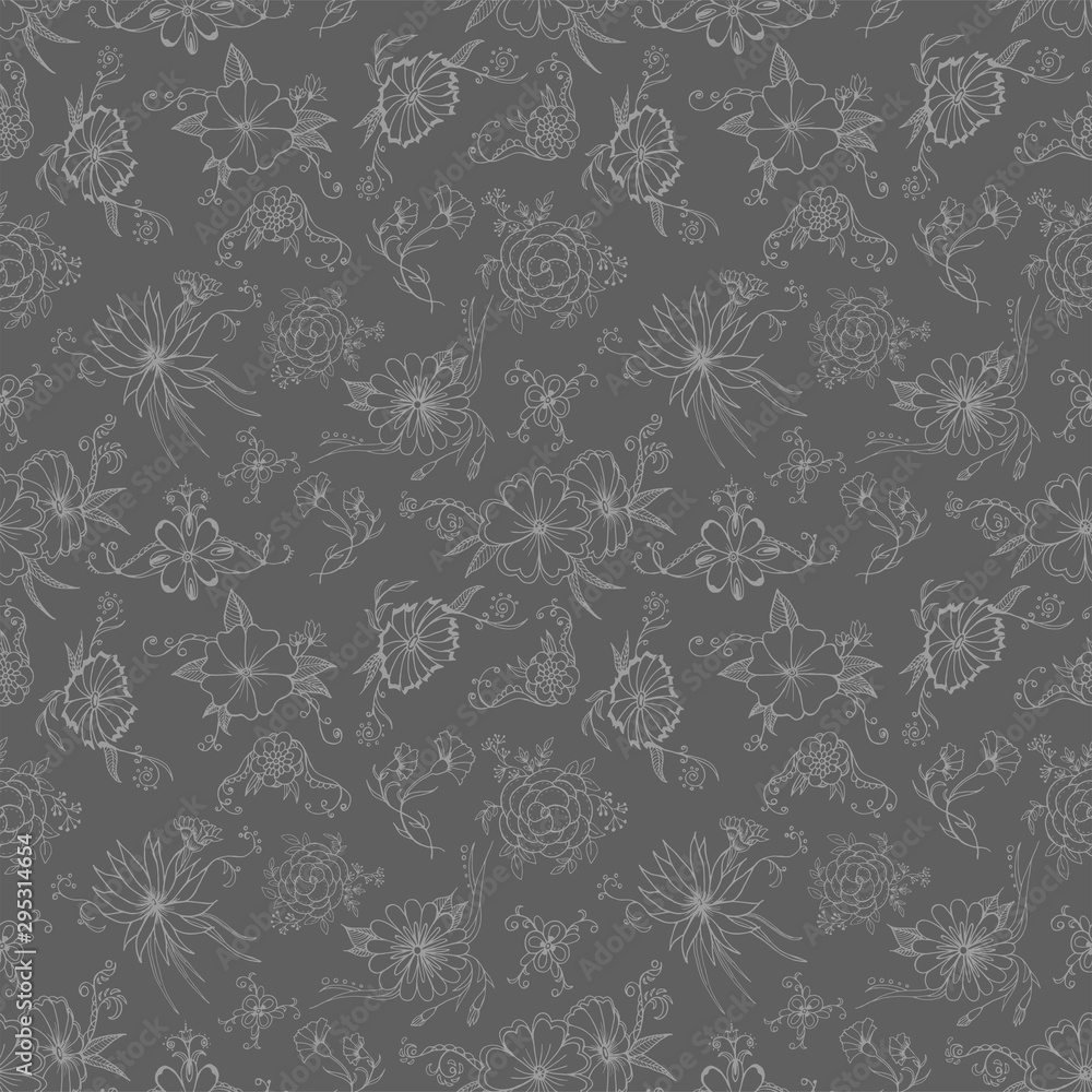 Flowers seamless pattern vector illustration hand drawing for textiles for cover for paper