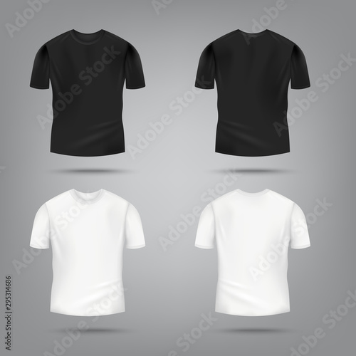 Black and white male t-shirt mockup set from front and rear view