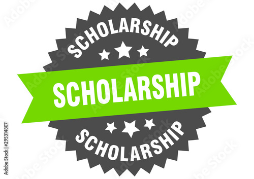 scholarship sign. scholarship green-black circular band label