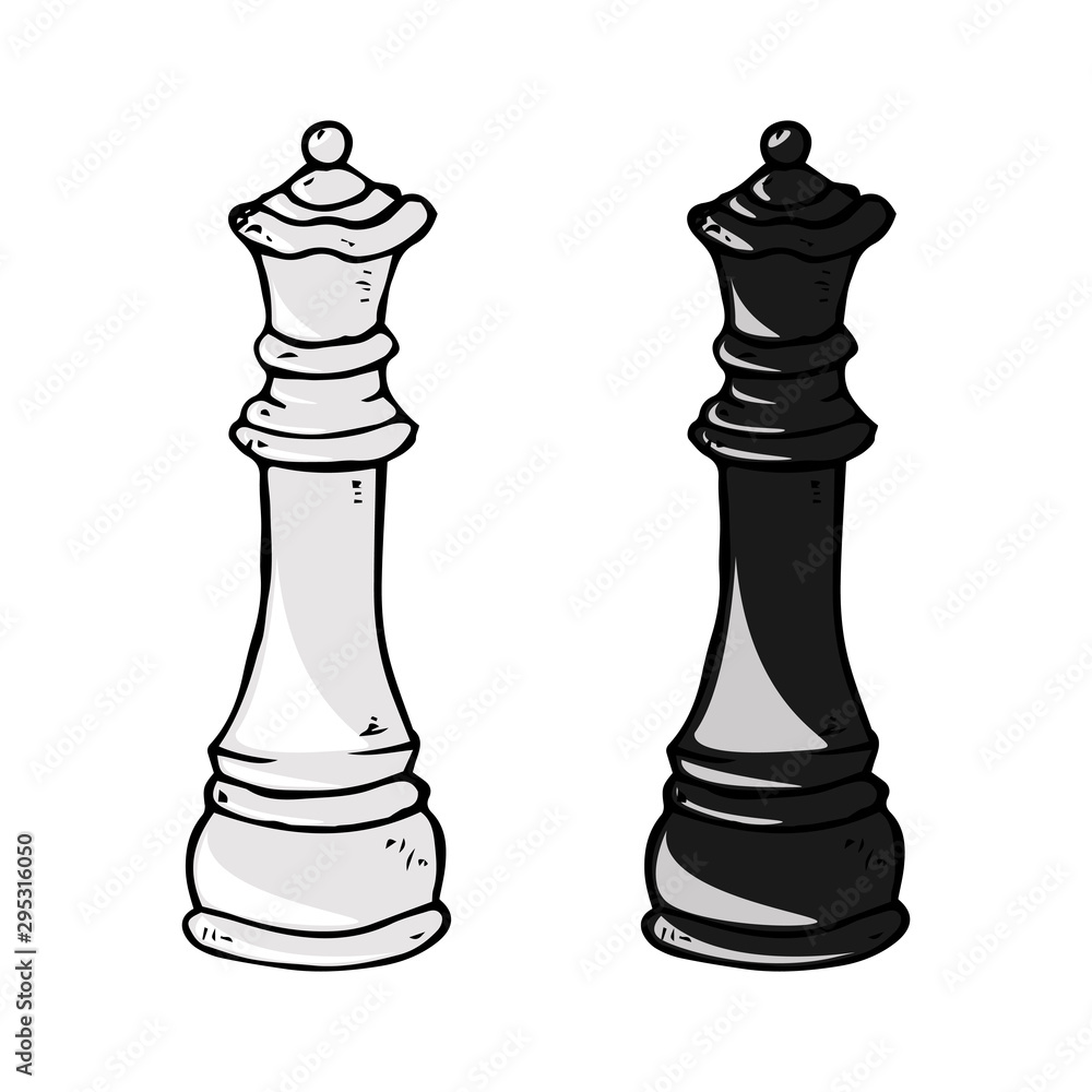 Premium Vector  Hand drawn chess king and queen