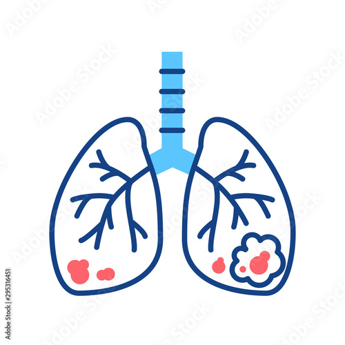 Lungs cancer line color icon. Human organ concept. Malignant neoplasm. Sign for web page, mobile app, button, logo.