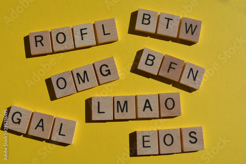 Internet Slang, acronyms, Including BTW, By The Way and BFN, Bye For Now photo