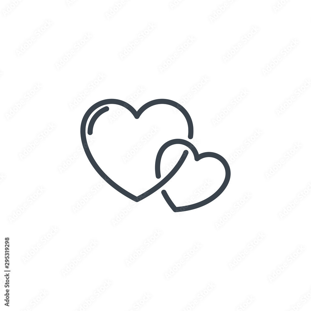 linked hearts icon line design