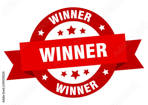 winner ribbon. winner round red sign. winner