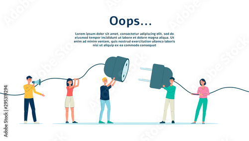 404 connection error banner with people flat vector illustration isolated.