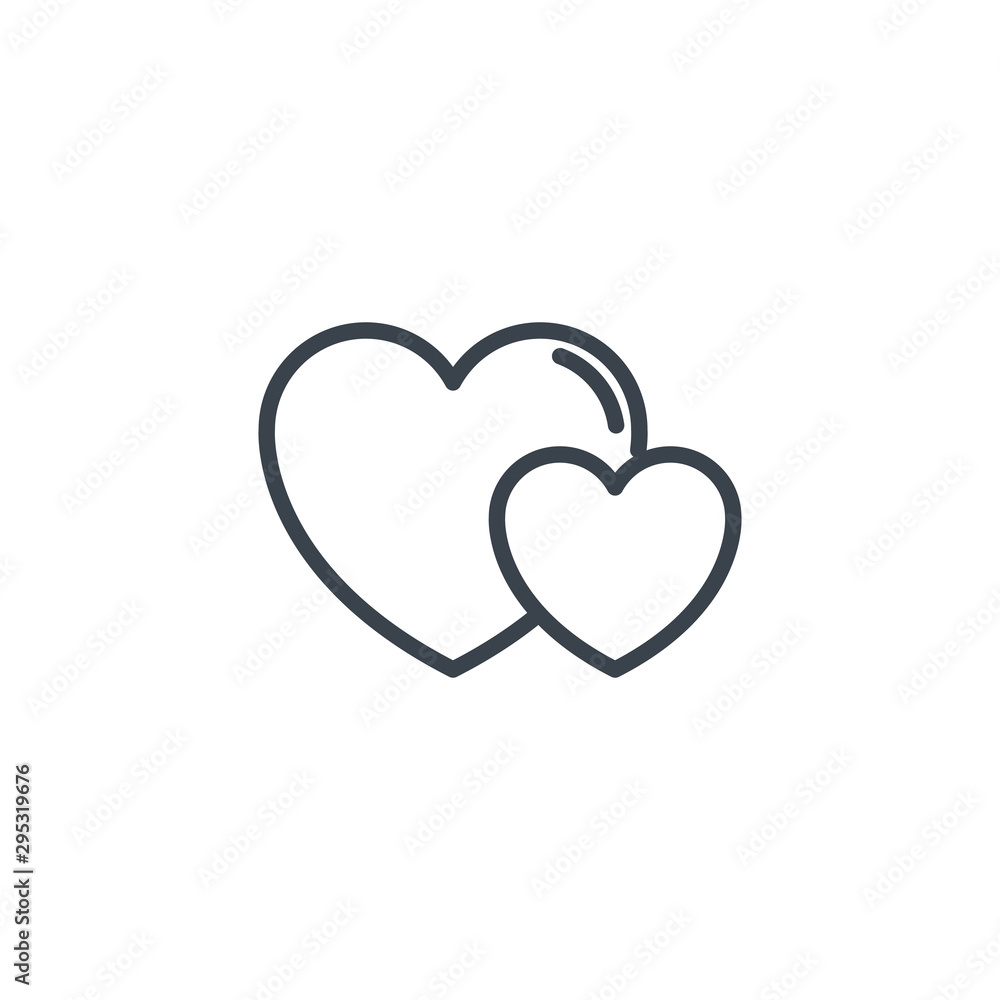 two love hearts icon line design