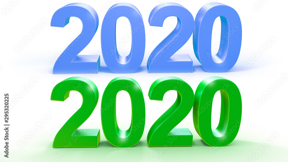2020 3d text green blue 2020 3d text green blue