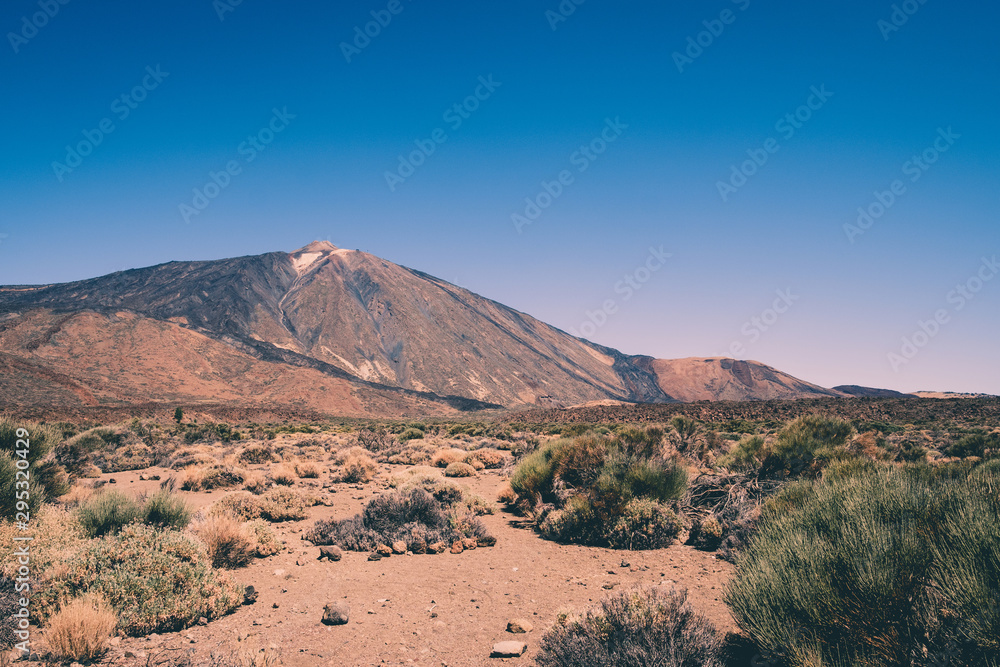 Mountain landscape and volcano Pico del Teide, National Park of Tenerife, Spain -