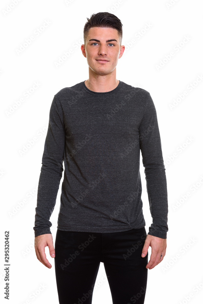 Fototapeta premium Studio portrait of Spanish man isolated against white background