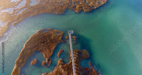 Photography Overhead Drone Perspective on Marsh at Yarmouth, Cape Cod