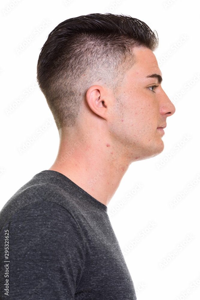 Close up profile view of young handsome man Close up profile view of young handsome man