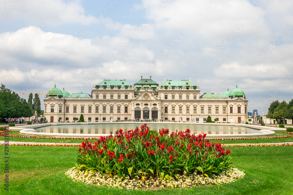 Upper Belvedere Palace with garden and lake, Vienna, Austria.