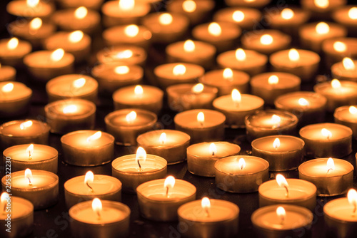 Burning tea lights as spiritual and religious symbol