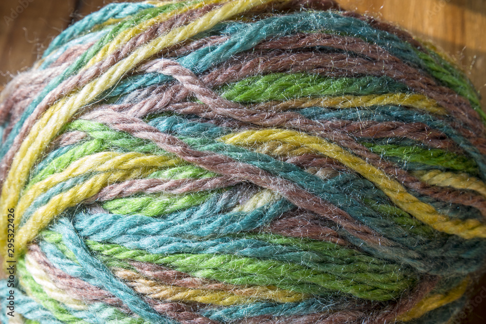 Detail of a ball of wool to weave a varied nuanced colour.