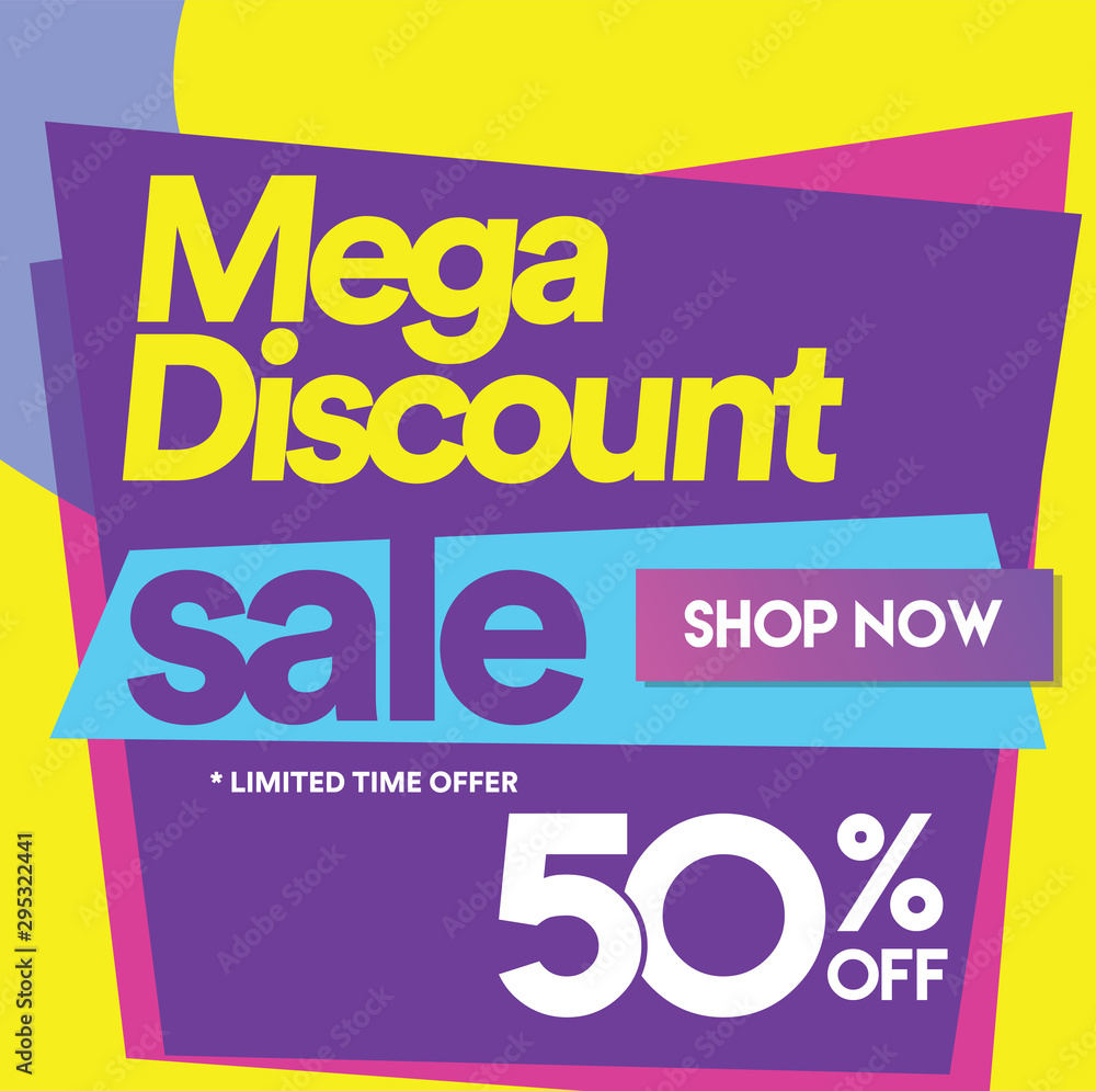 50 Mega discount, Sales Vector badges for Labels, Stickers, Banners