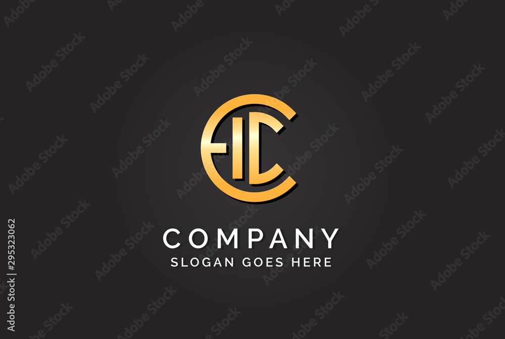 Luxury initial letter EIC golden gold color logo design Luxury initial letter EIC golden gold color logo design