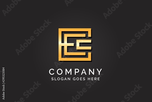 Luxury initial letter EEC golden gold color logo design