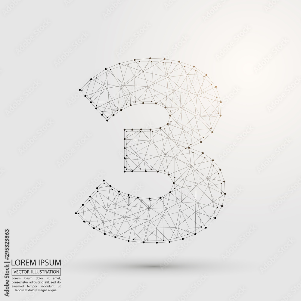 Abstract number three, figure 3, consisting of triangles, circles, spots of decay, stars. Vector eps 10. Abstract number three, figure 3, consisting of triangles, circles, spots of decay, stars. Vector eps 10.