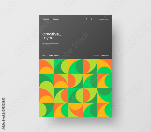 Amazing business presentation vector A4 vertical orientation front page mock up. Modern corporate report cover abstract geometric illustration design layout. Company identity brochure template.