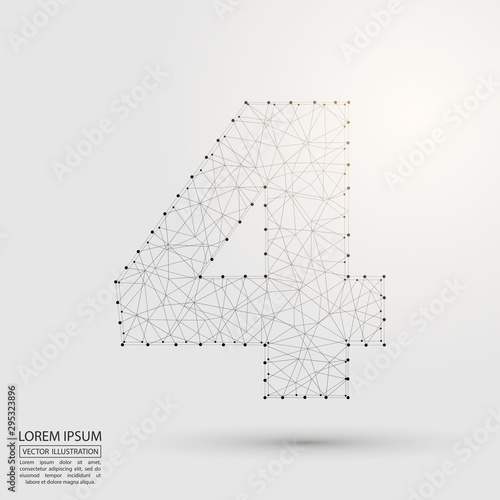 Abstract number four, figure 4, consisting of triangles, circles, spots of decay, stars. Vector eps 10.