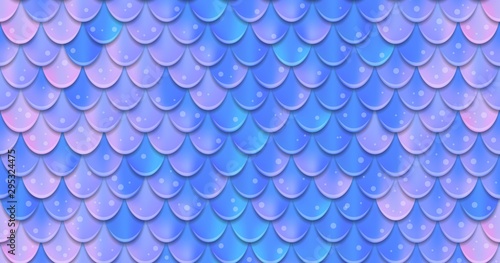Cute mermaid scale tail seamless pattern vector illustration. Cover of repeat fish-scale in pink color. Template of aqua symbol. Card water symmetric objects
