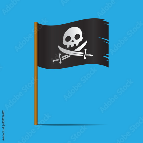 Black pirate flag vector illustration.