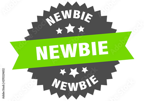 newbie sign. newbie green-black circular band label