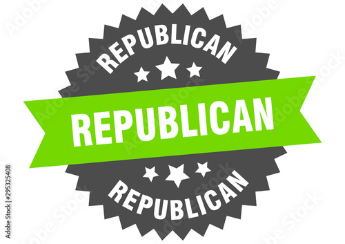 republican sign. republican green-black circular band label
