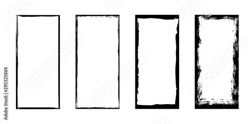 Vector illustration. Set of frames in grunge style. Dirty frame with a splash of black paint. Transparent background. Design elements for banner, poster, flyer, invitation, card, social networks.