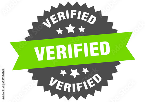 verified sign. verified green-black circular band label