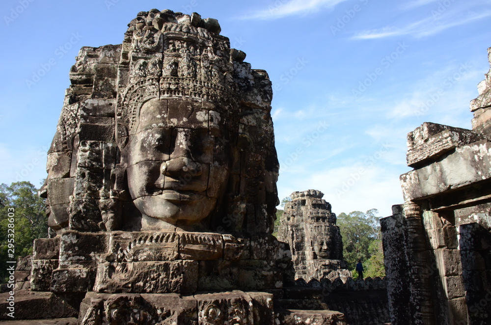 Angkor Wat Steinportät in der Abendsonne