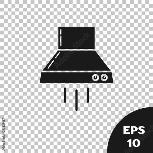 Black Kitchen extractor fan icon isolated on transparent background. Cooker hood. Kitchen exhaust. Household appliance. Vector Illustration